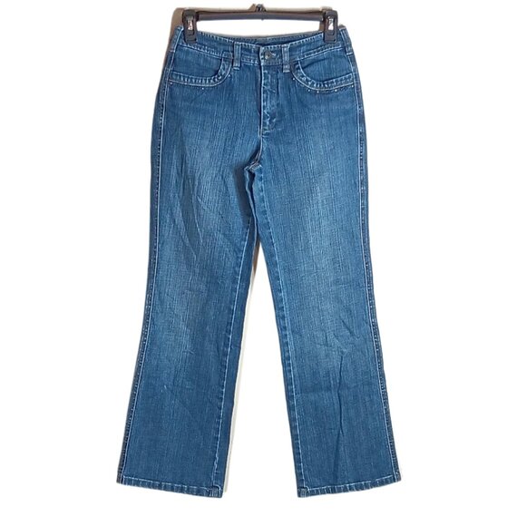 Talbots Bootcut Jeans Womens 2 Petite Medium Wash Mid Rise Rhinestone Retro - Picture 1 of 4